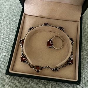 Matching amber ring and bracelet.